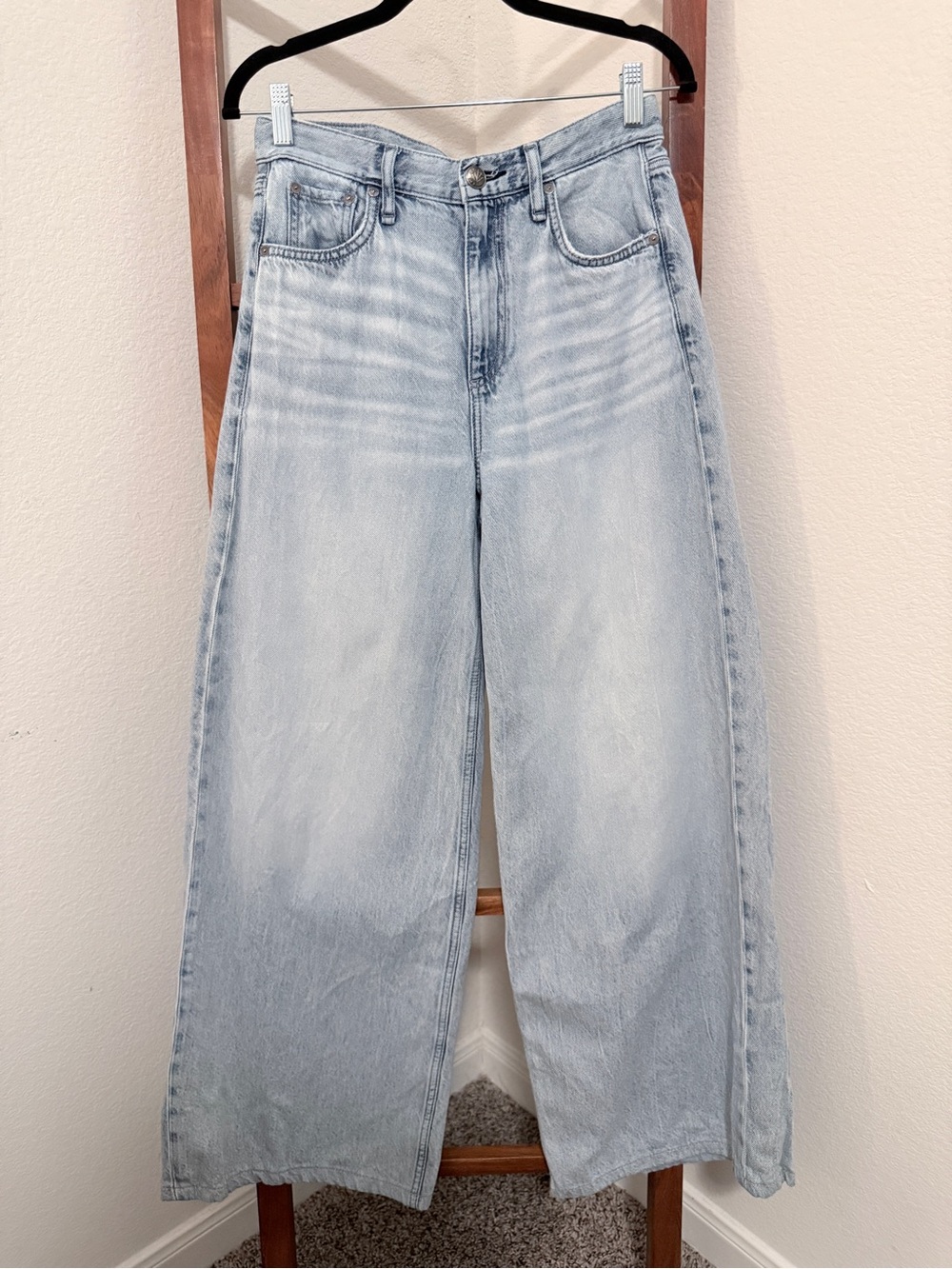 rag & bone Sofie High Rise Ultra Wide Leg Crop Jeans Kierra Wash Size 26